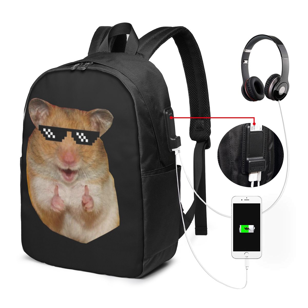 Laptop Bag - กระเป๋าเป้สะพายหลังลายหนูแฮมสเตอร์ตลกๆ กระเป๋าใส่โน้ตบุ๊ค กระเป๋าคอมพิวเตอร์ กระเป๋านักเรียน กระเป๋าสะพายไหล่สำหรับผู้ชายและผู้หญิง