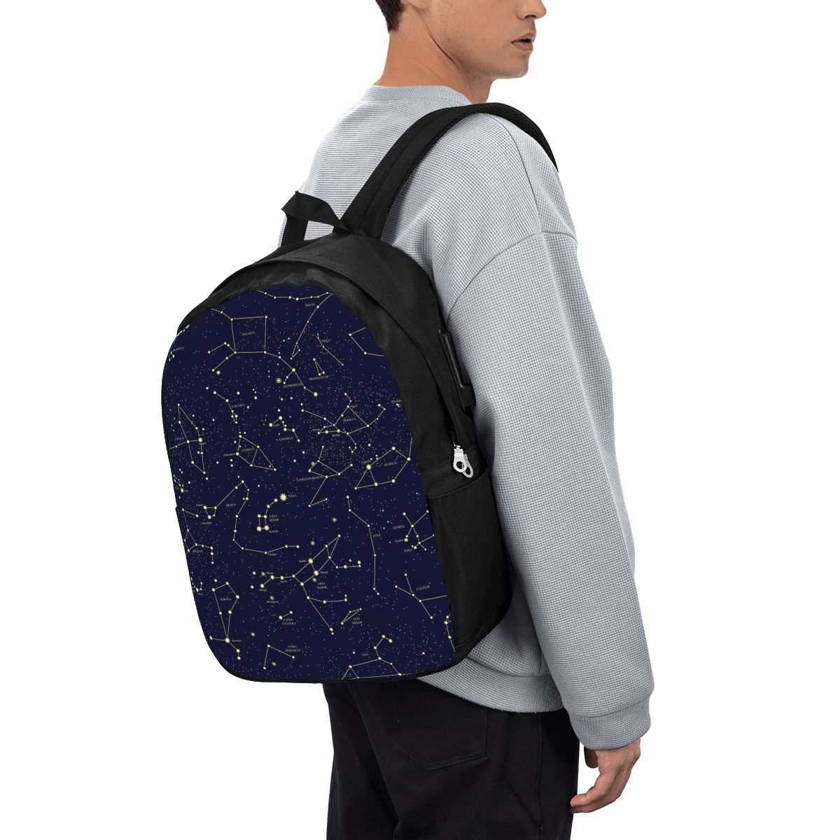 Laptop Bag - ท้องฟ้ายามค่ำคืน ดาวสีทอง กลุ่มดาวจักรราศี กระเป๋าเป้สะพายหลัง กระเป๋าใส่โน๊ตบุ๊ค กระเป๋าคอมพิวเตอร์