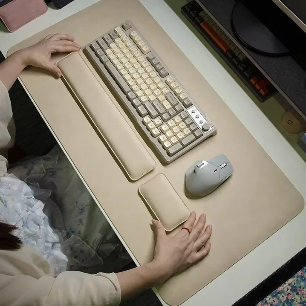 Laptop Mouse - แผ่นรองเมาส์กันน้ำแบบพกพา แผ่นรองเมาส์กันลื่นขนาดใหญ่ แผ่นรองคีย์บอร์ด PU แผ่นรองโต๊ะแล็ปท็อป แผ่นรองเมาส์พร้อมที่รองข้อมือ