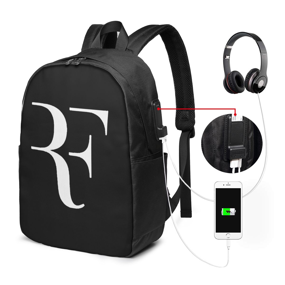Laptop Bag - โรเจอร์ เฟเดอเรอร์กระเป๋าเป้สะพายหลังกระเป๋าใส่โน๊ตบุ๊คสำหรับเดินทางคอมพิวเตอร์กระเป๋านักเรียนวิทยาลัยกระเป๋าใส่แล็ปท็อปกระเป๋าสะพายสำหรับผู้ชายผู้หญิง