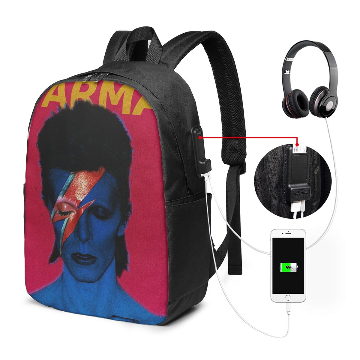 Laptop Bag - เดวิด โบวีด์กระเป๋าเป้สะพายหลังกระเป๋าใส่โน๊ตบุ๊คสำหรับเดินทางคอมพิวเตอร์กระเป๋านักเรียนวิทยาลัยกระเป๋าใส่แล็ปท็อปกระเป๋าสะพายสำหรับผู้ชายผู้หญิง