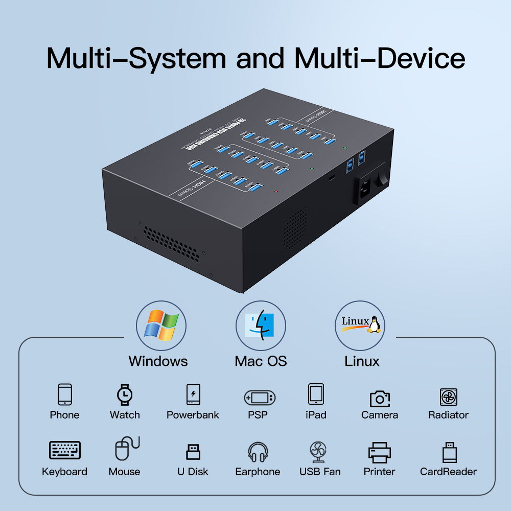 ฮับชาร์จ USB 3.0 แบบ 20 พอร์ต  - Usb Hub บทวิจารณ์และราคา